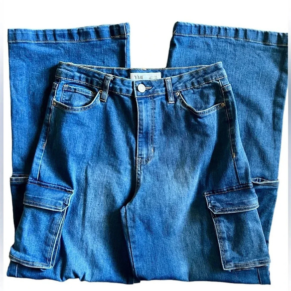 YMI High Rise Wide Leg Double Cargo Jeans Size‎ 5 - Picture 3 of 16